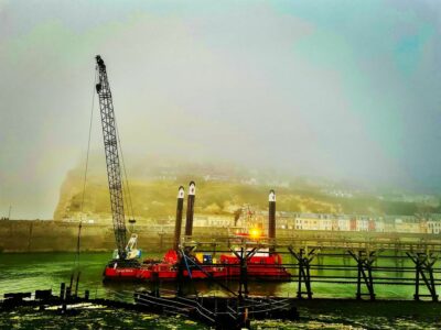 Brouillard dans le port de Fécamp