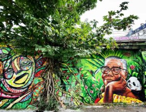 Fresque murale rue de l'Ourcq à Paris en 2023